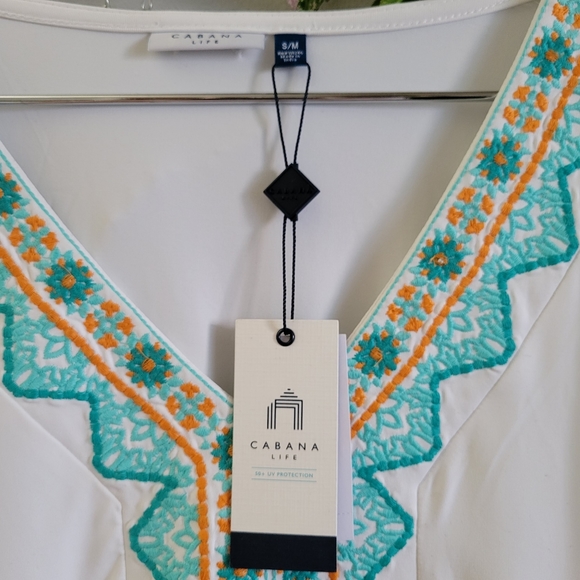 NEW Cabana Life Embroidered Pom Tassel Swim Cover Up S M - Picture 10 of 11